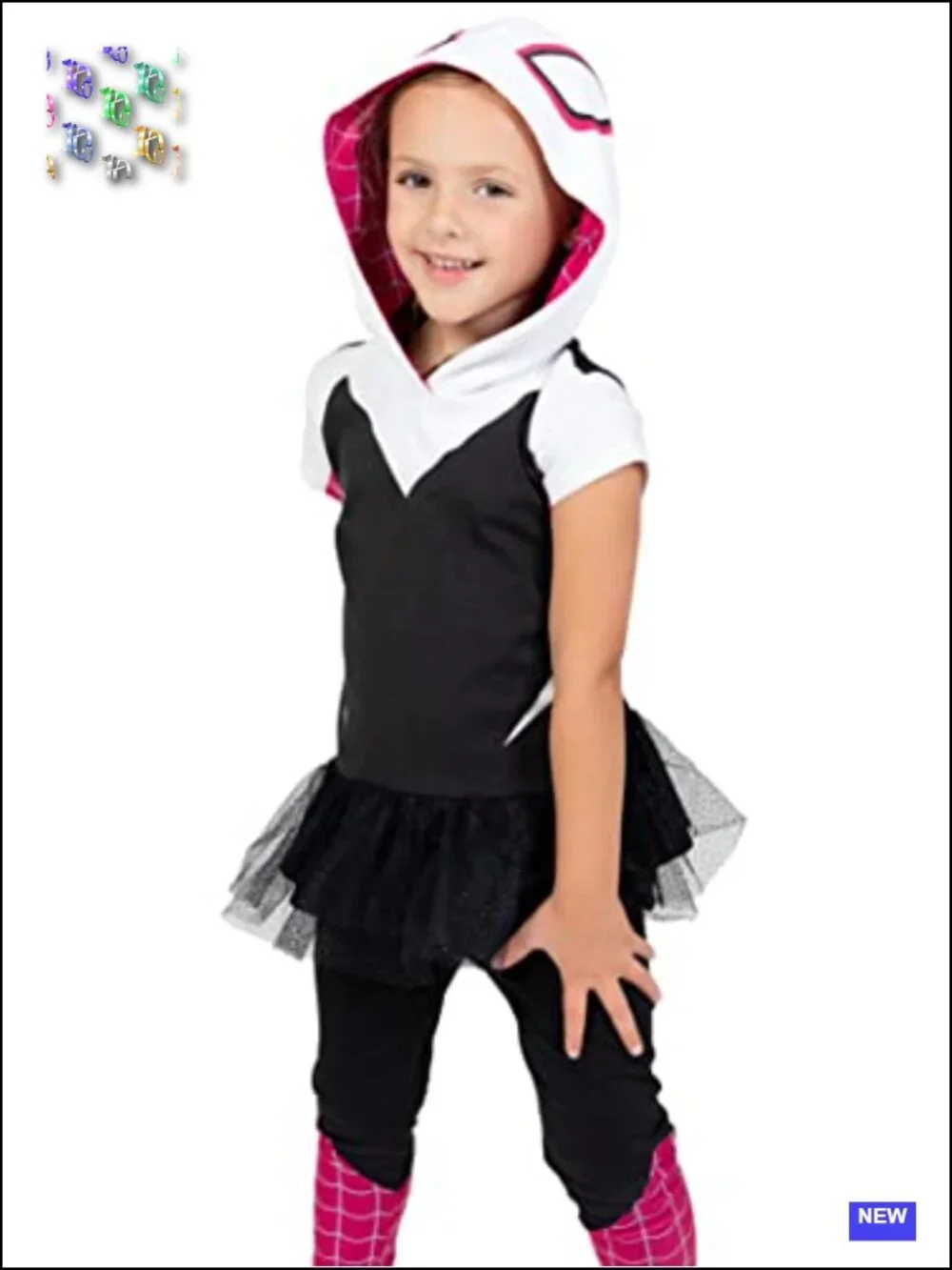 Spider-Gwen Cosplay Hooded Tee & Leggings Set Toddler Girls Halloween Costume